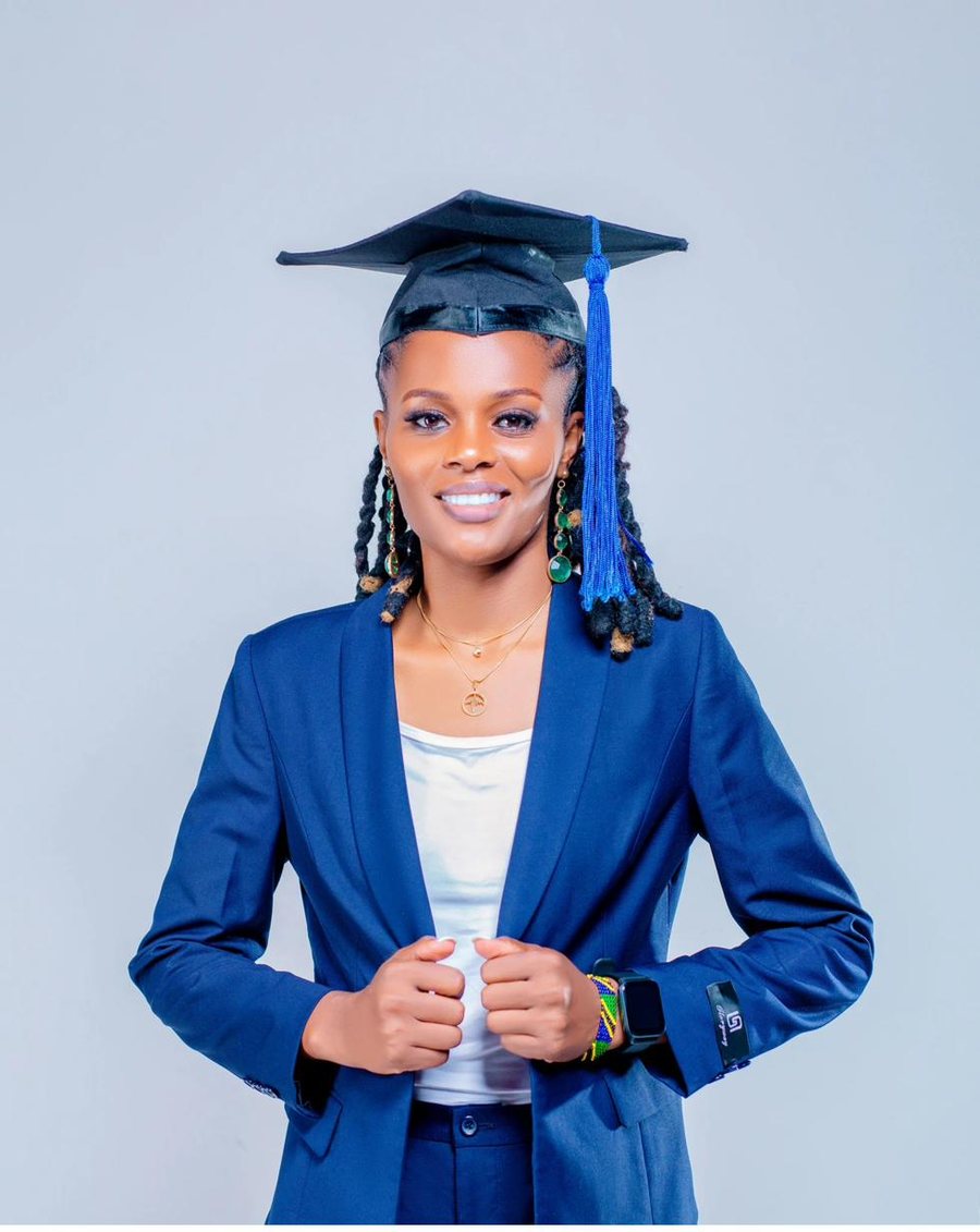 A graduate in cap and gown